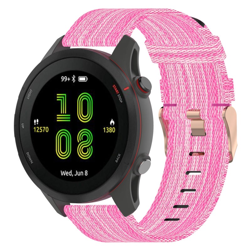 S-TOP For Garmin Forerunner 255 22mm Nylon Woven Watch Band(Pink) - Image 1