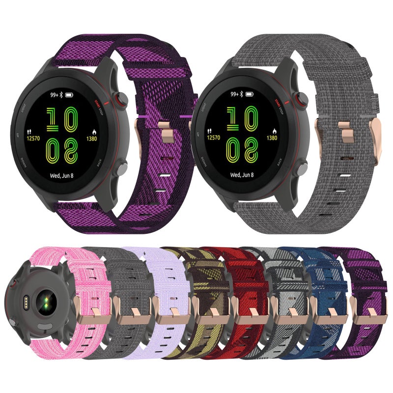 S-TOP For Garmin Forerunner 255 22mm Nylon Woven Watch Band(Pink) - Image 3