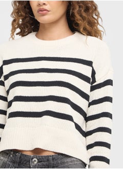 ONLY Crew Neck Striped Cardigan  - Image 3