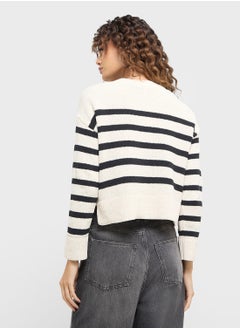 ONLY Crew Neck Striped Cardigan  - Image 2