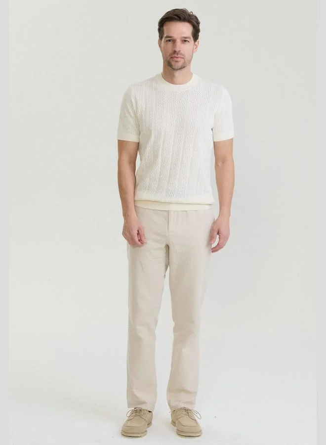 FELIX HARDY Ecru Men's 100% Cotton Knit Jersey T Shirt for Men | Best Price UAE