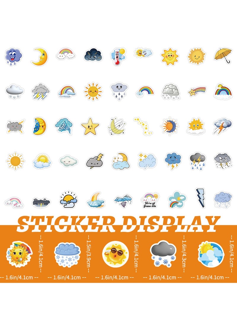 100Pcs Weather Stickers for Kids Boys Girls Teens, Aesthetic Waterproof Vinyl Stickers for Laptop Water Bottle Cup Bike Luggage Tablet Phone Car Notebook Scrapbook, Trendy Decals Pack - Image 3