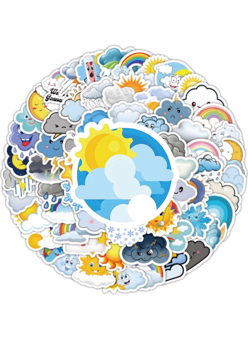 100Pcs Weather Stickers for Kids Boys Girls Teens, Aesthetic Waterproof Vinyl Stickers for Laptop Water Bottle Cup Bike Luggage Tablet Phone Car Notebook Scrapbook, Trendy Decals Pack - Image 2
