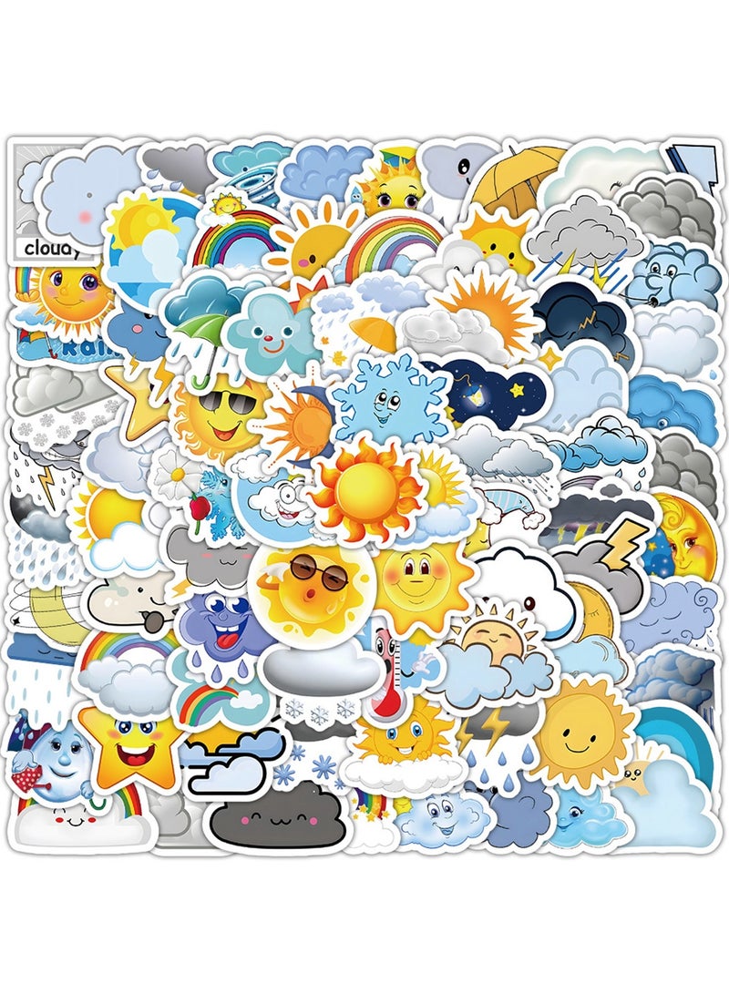 100Pcs Weather Stickers for Kids Boys Girls Teens, Aesthetic Waterproof Vinyl Stickers for Laptop Water Bottle Cup Bike Luggage Tablet Phone Car Notebook Scrapbook, Trendy Decals Pack - Image 1