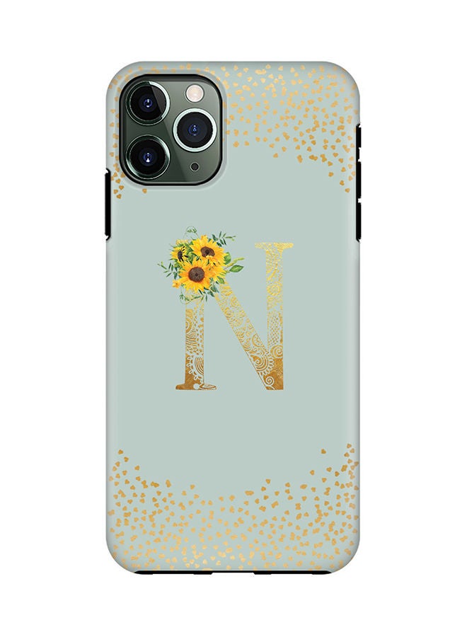 Stylizedd Monogram Tough Series for Apple iPhone 11 Pro Custom Initials Floral Mandala Pattern Tough Pro Dual Layer hybrid PC inner TPU protection Alphabet- N (Light Green) - Image 1