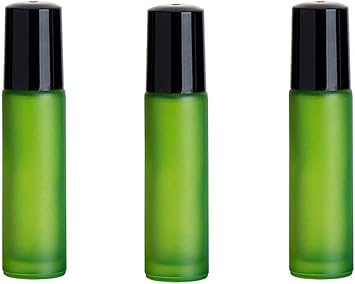 Quupy QUUPY 6Pcs 10ML13 OZ Glass Roller Bottles Essential Oil Roller Bottles Empty Refillable Glass Roller Bottles with Lid for Fragrance AromatherapyGreen - Image 3