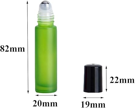 Quupy QUUPY 6Pcs 10ML13 OZ Glass Roller Bottles Essential Oil Roller Bottles Empty Refillable Glass Roller Bottles with Lid for Fragrance AromatherapyGreen - Image 2