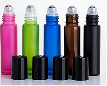 Quupy QUUPY 6Pcs 10ML13 OZ Glass Roller Bottles Essential Oil Roller Bottles Empty Refillable Glass Roller Bottles with Lid for Fragrance AromatherapyGreen - Image 5