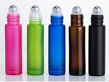 Quupy QUUPY 6Pcs 10ML13 OZ Glass Roller Bottles Essential Oil Roller Bottles Empty Refillable Glass Roller Bottles with Lid for Fragrance AromatherapyGreen - Image 4