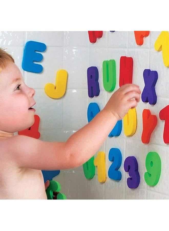 KASTWAVE Bath Toys Organizer + 36 Soft Foam Abc 123 Letters & Numbers Bathroom Alphabet Baby Toys For Early Learning Foam Letters And Quick Dry Storage Net Bag - Image 1