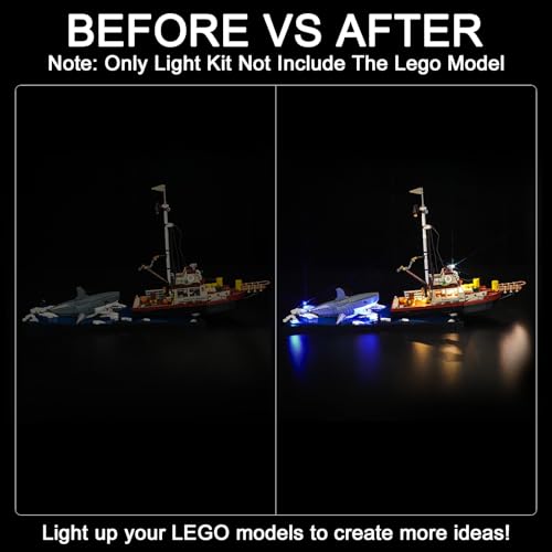 Hilighting Upgraded Led Light Kit Compatible with Lego Ideas Jaws Building Set RC Version Compatible with Lego 21350 Model Not Included - Image 5