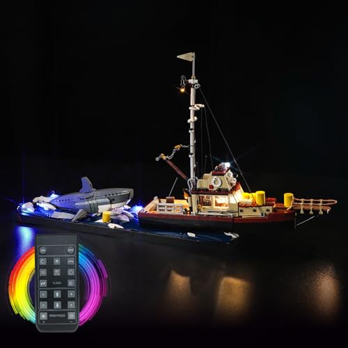 Hilighting Upgraded Led Light Kit Compatible with Lego Ideas Jaws Building Set RC Version Compatible with Lego 21350 Model Not Included - Image 1