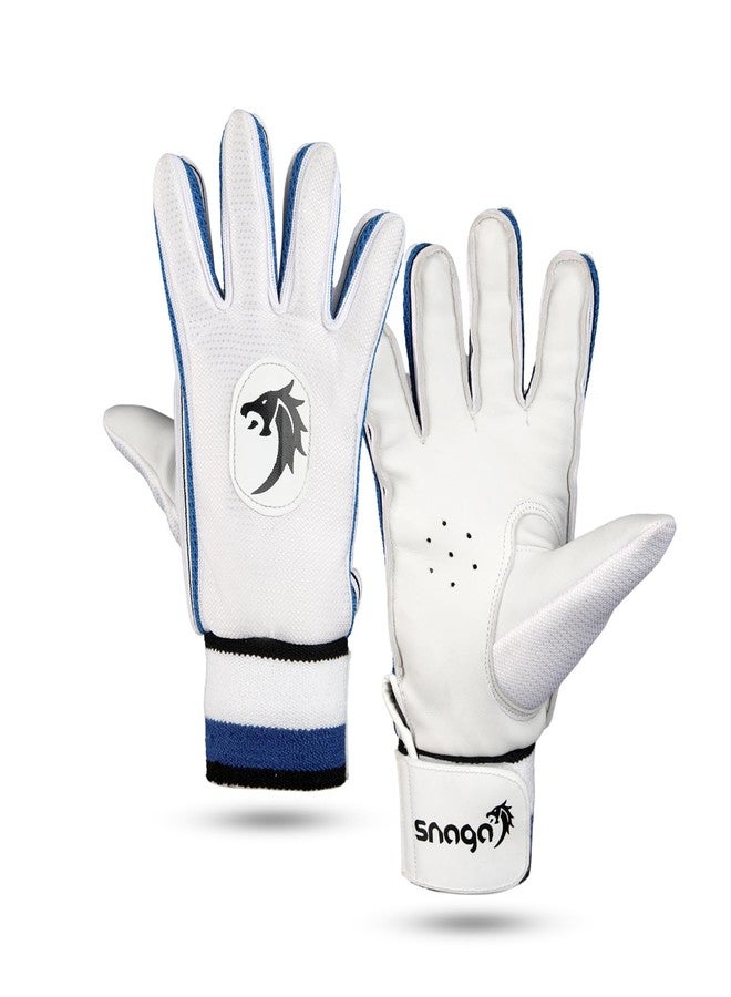 Snaga Indoor Cricket Batting Gloves for Beginner Players, Leather Palm,Nylon Stitch, Air Vents Recommended for Soft Ball, Tennis Ball, Indoor Box Cricket, Gully Cricket (Men) - Image 1