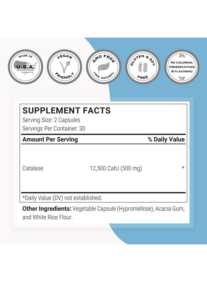 SuperSmart كاتالاز 500 ملغ لكل حصة - إنزيم طبيعي - مضاد للشيخوخة لتعزيز زيادة العمر - استعادة لون الشعر وحماية الحمض النووي | خالي من الكائنات المعدلة وراثيًا وخالي من الغلوتين - 60 كبسولة DR - Image 3