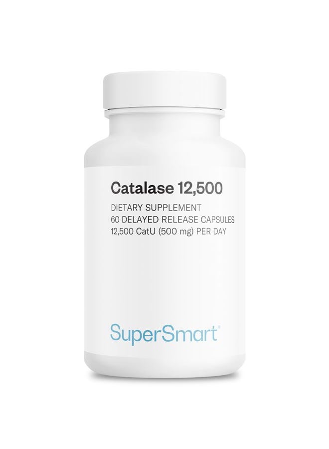 SuperSmart كاتالاز 500 ملغ لكل حصة - إنزيم طبيعي - مضاد للشيخوخة لتعزيز زيادة العمر - استعادة لون الشعر وحماية الحمض النووي | خالي من الكائنات المعدلة وراثيًا وخالي من الغلوتين - 60 كبسولة DR - Image 1