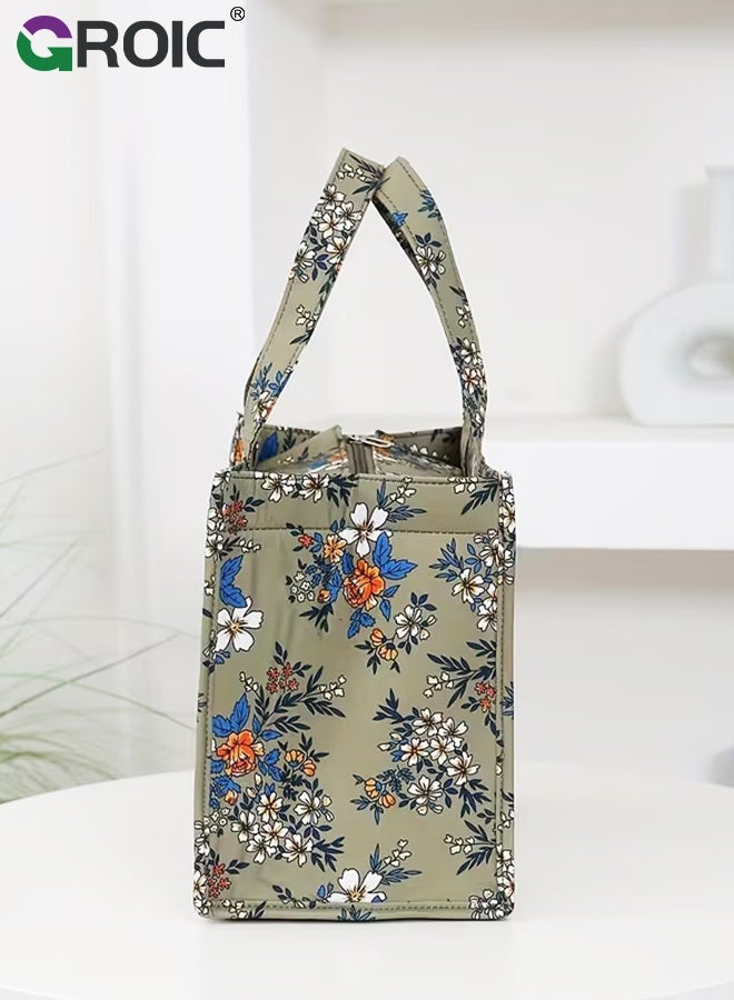 GROIC Insulated Lunch Bag,Cooler Bag for Food,Collapsible Thermal Tote Bag and Food Warmer Bag, Frozen Food Storage,Lunch Box Container,Reusable Travel Office Work Beach Cooler Tote Bag - Image 3