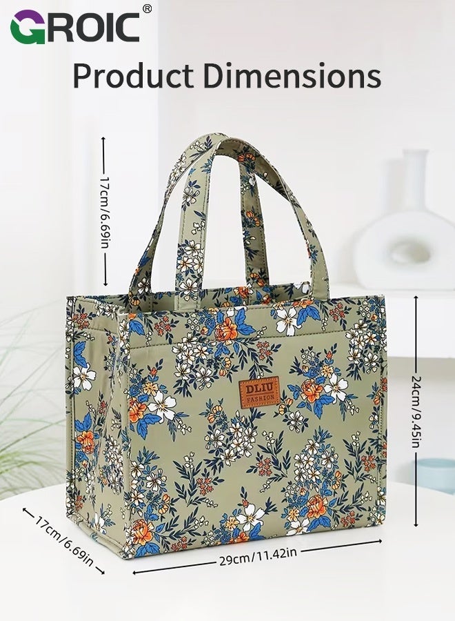 GROIC Insulated Lunch Bag,Cooler Bag for Food,Collapsible Thermal Tote Bag and Food Warmer Bag, Frozen Food Storage,Lunch Box Container,Reusable Travel Office Work Beach Cooler Tote Bag - Image 2