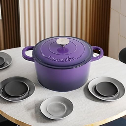 Crock-Pot Artisan Round Enameled Cast Iron Dutch Oven, 5-Quart, Lavender Purple - Image 5