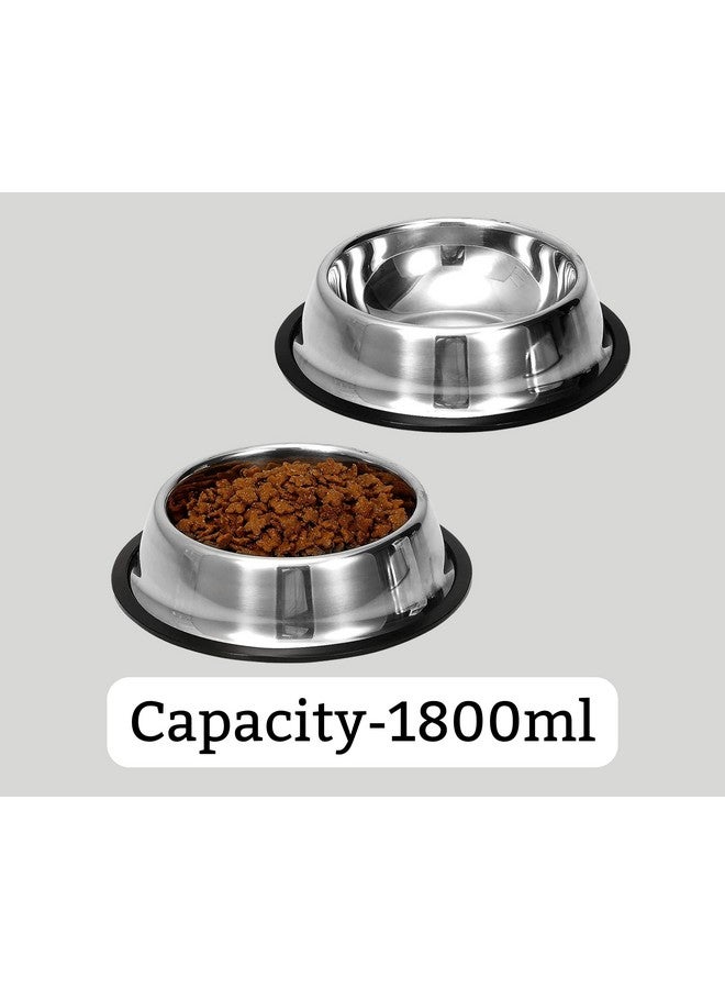 Pet Feeding Stainless Steel Bowl For Dogs, Cats & Any Pets - 1800Ml, Large I Non-Skid Rubber Bottom Food/Water Bowl I Non-Toxic & 100% Safe For Pets - Image 2