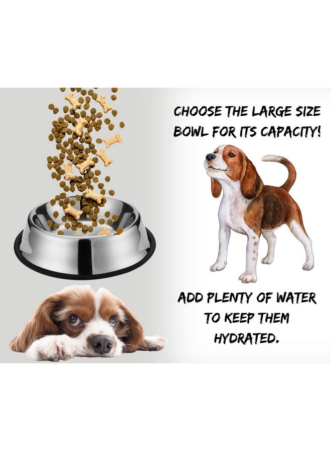 Pet Feeding Stainless Steel Bowl For Dogs, Cats & Any Pets - 1800Ml, Large I Non-Skid Rubber Bottom Food/Water Bowl I Non-Toxic & 100% Safe For Pets - Image 3