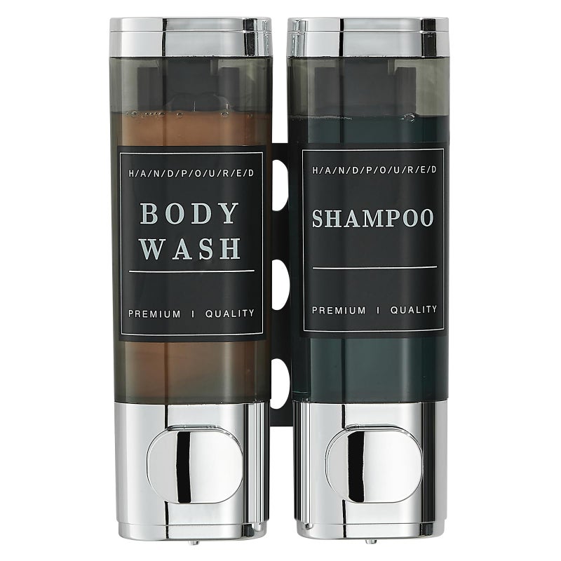 Cabo Deseado Shampoo and Conditioner Dispenser Shower Soap Dispenser 2 Chamber No Drill WallMounted Shampoo Dispenser for Shower Wall Mounted Shower Dispenser for Bathroom Hotel Large CapacityChrome - Image 2