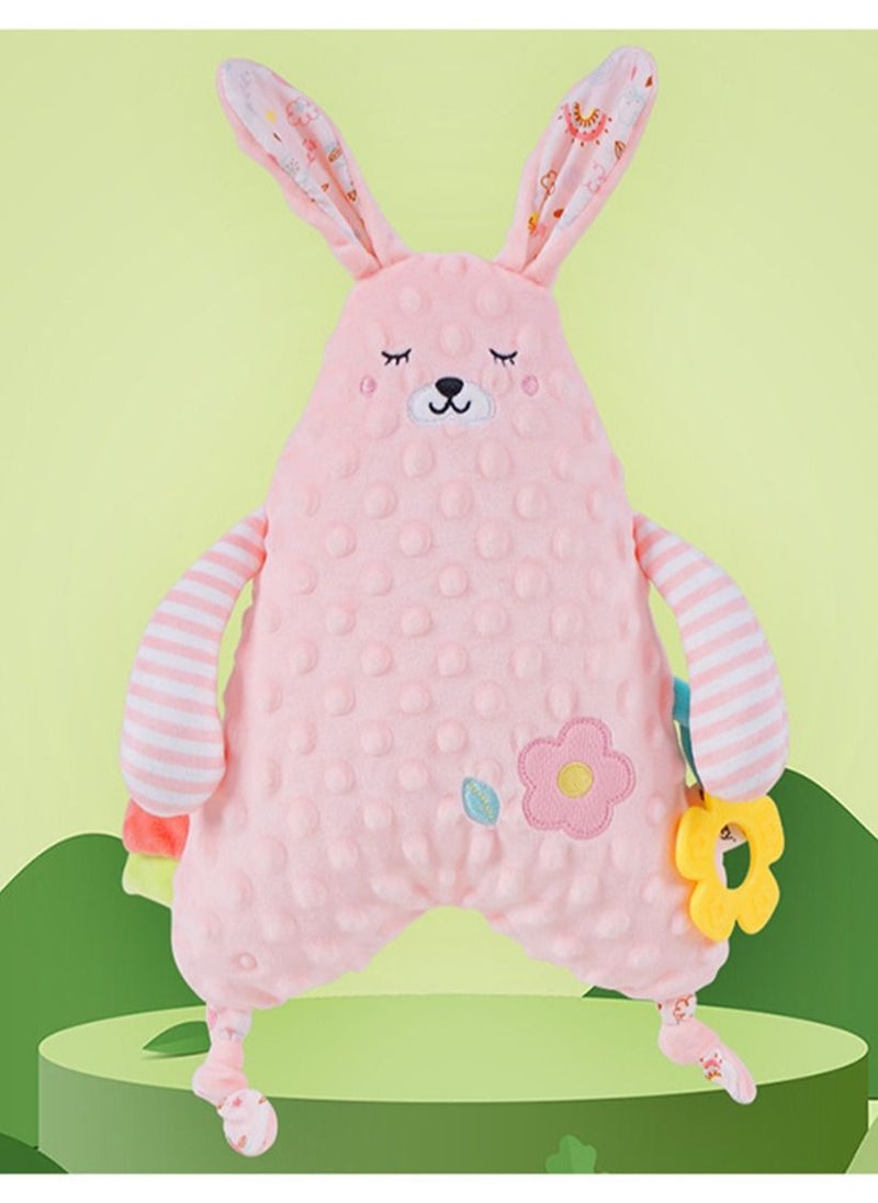 Loquat Baby Comfort Pillow Plush Grasping Rabbit Toys Baby Puzzle Puppet Accompanying Sleep and Early Education Pink 36*28cm  - Image 1