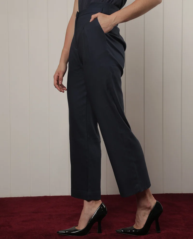 Rareism Women's Stretch High-Waist Wide-Leg Trousers