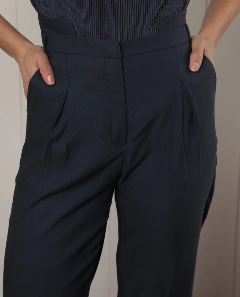 Rareism Women's Stretch High-Waist Wide-Leg Trousers