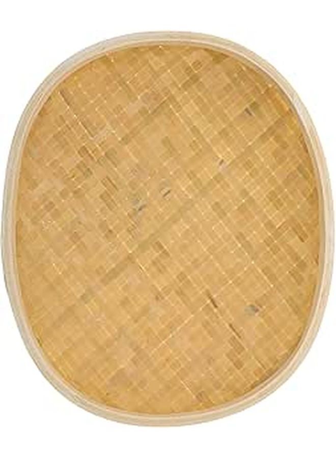 Handmade Round Bread Basket Kitchen Storage Organizer Natural Bamboo Serving Tray - Image 1