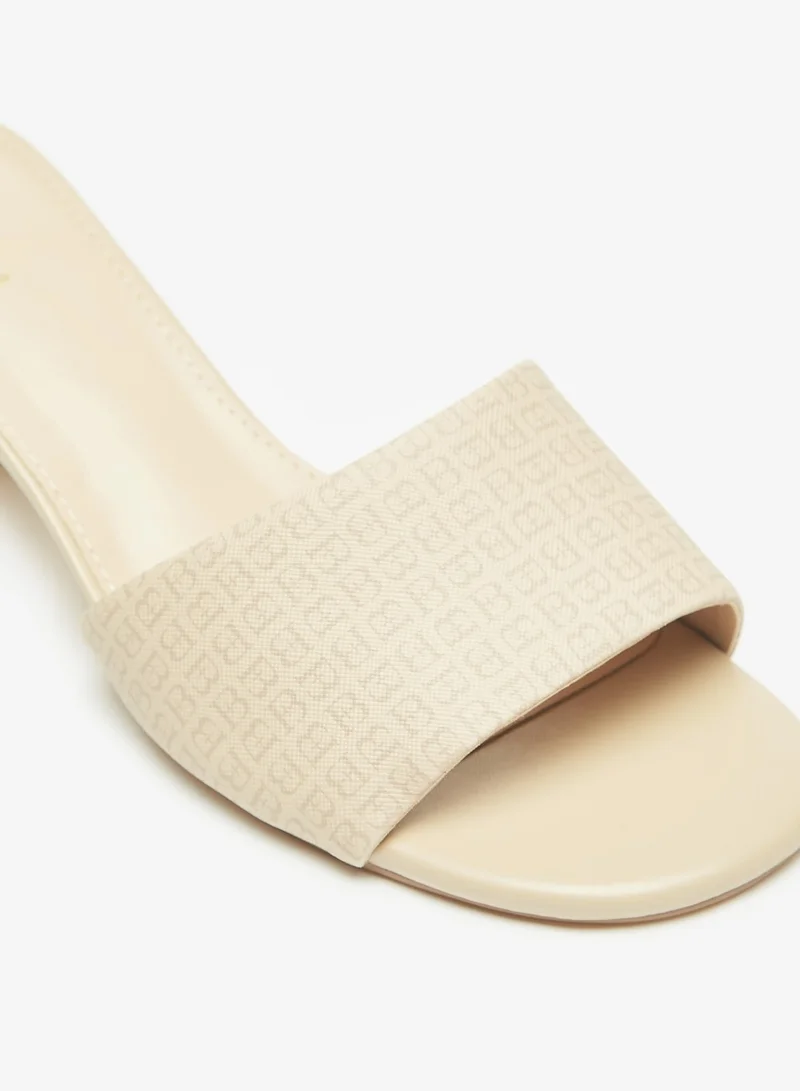 Flora Bella By Shoexpress Womens Logo Detail Slip On Sandals With Block Heels By Shoexpress