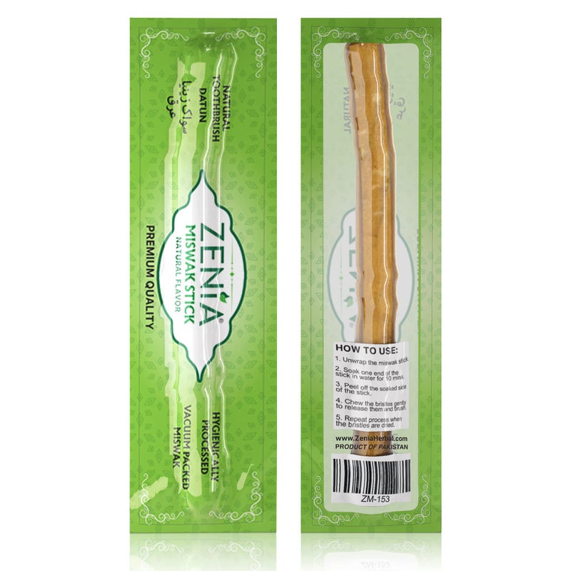 Zenia Sewak Natural Miswak Toothbrush Vacuum Sealed Natural Flavor Traditional Peelu Toothbrush Stick for Healthy Gums Teeth and Fresher Breath Pack of 3