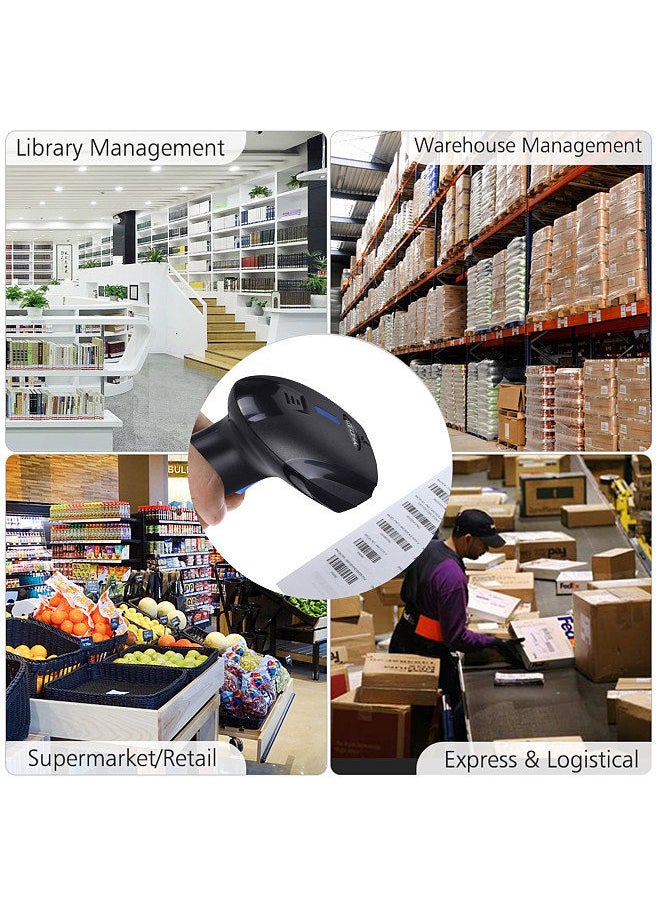 Generic - 2-in-1 2.4G Wireless Barcode Scanner & USB Wired Barcode Scanner Automatic Handheld 1D Bar Code Scanner Reader with Rechargeable Battery Mini USB Receiver USB Cable for Computer Laptop - Image 1