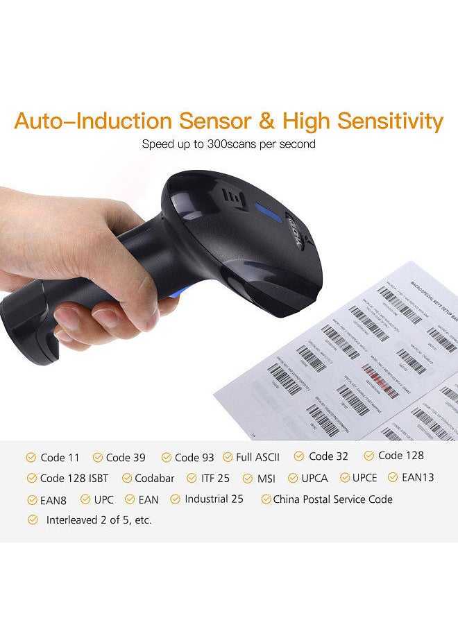 Generic - 2-in-1 2.4G Wireless Barcode Scanner & USB Wired Barcode Scanner Automatic Handheld 1D Bar Code Scanner Reader with Rechargeable Battery Mini USB Receiver USB Cable for Computer Laptop - Image 1