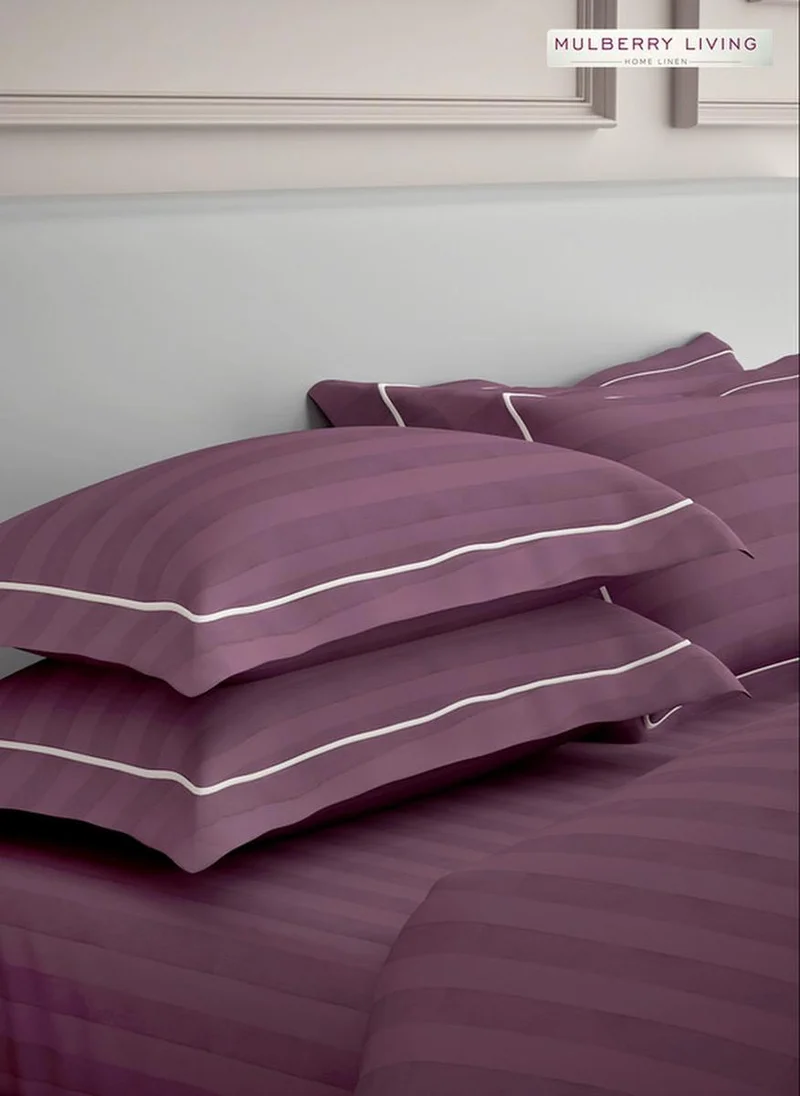 Mulberry Living 100% Cotton Pillow Covers - 300Tc Elysian Stripes - Plum