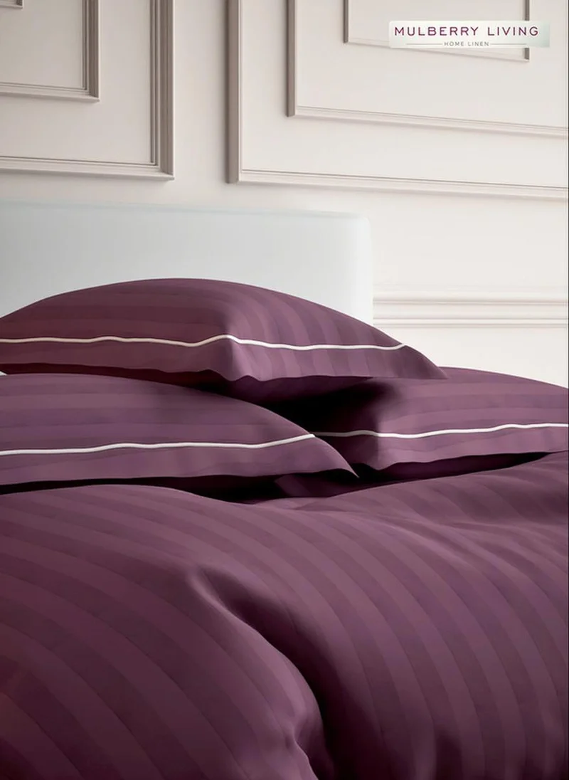 Mulberry Living 100% Cotton Pillow Covers - 300Tc Elysian Stripes - Plum