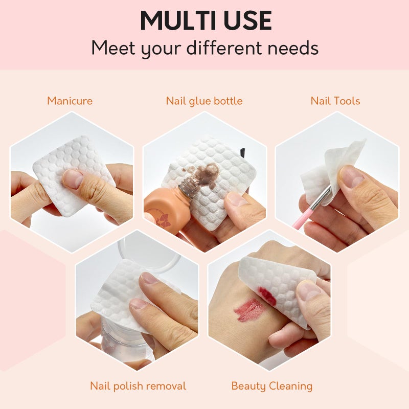 Bcowos 1000PCS Lint Free Nail Wipes- Wavy Pattern Nail Polish Remover Pads- Lint Free Wipes for Nail Polish, Eyelash Extensions, Nail Art- Prep Wipes for Manicure and Pedicure - Image 5