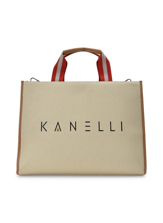 Kanelli Canvas Tote Bag AAY2409156 Women's 15.5 Inch for Shopping - Image 1