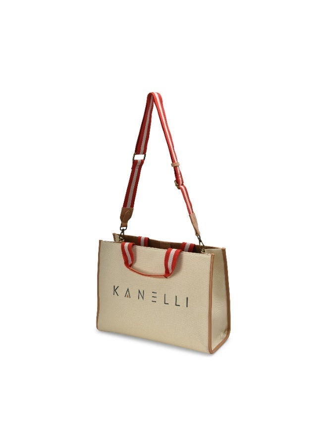 Kanelli Canvas Tote Bag AAY2409156 Women's 15.5 Inch for Shopping - Image 3
