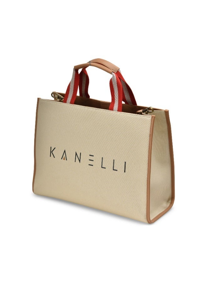 Kanelli Canvas Tote Bag AAY2409156 Women's 15.5 Inch for Shopping - Image 2