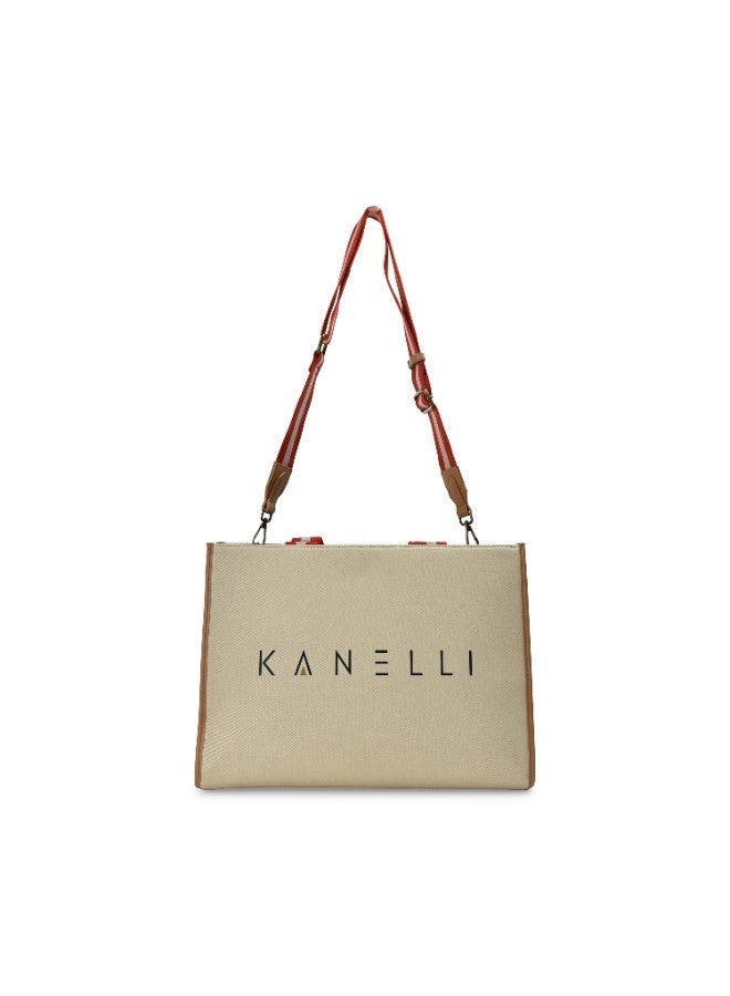 Kanelli Canvas Tote Bag AAY2409156 Women's 15.5 Inch for Shopping - Image 5