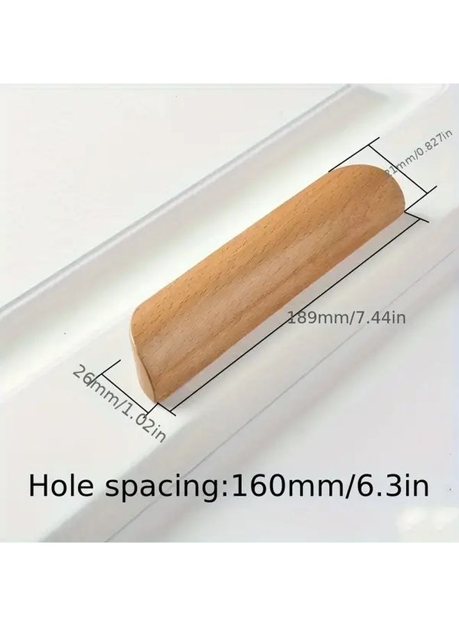 8 Pieces Wooden Handles Beech Wood Cabinet Drawer Pulls 160mm Hole Spacing 8pcs - Image 5