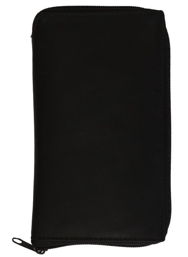 MARSHAL Genuine Leather Zip Around Credit Card Organizer Wallet with Id Window (RFID Black) - Image 2