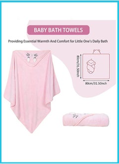 Berma Baby Baby Hooded Towel, 80×80 cm Large Size Baby Bath Towel, Unique Animal Design Cotton Baby Bath Towel, Ultra Soft Absorbent and Non-Balling, for Baby Boy and Girl (Pink)  - Image 2