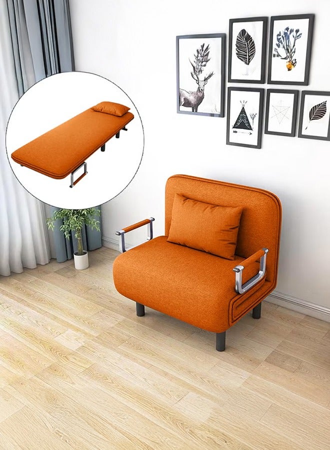 XiuWoo Convertible Chair Bed, Tri-Fold Sofa Bed with Adjustable Backrest & Pillow, Leisure Chaise Lounge Couch with Sturdy Steel Frame for Home & Office, Comfortable Sleeper Chair 65 * 190cm Orange  - Image 1