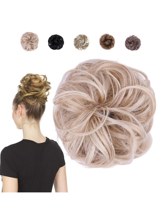 JuvaBun Messy Bun Hair Piece - Light Brownish Blonde color, Synthetic Hair, Foam Material, Women's Wig, Easy Upkeep - Image 1