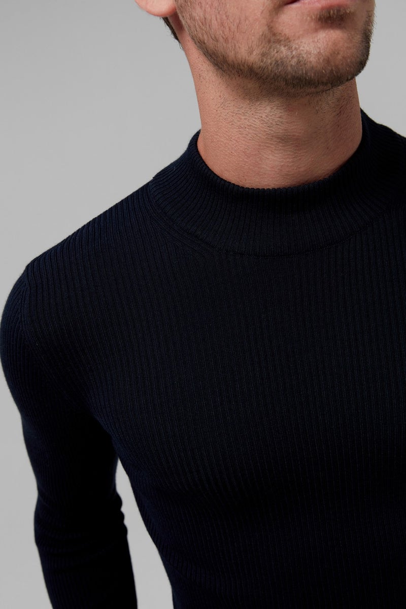 twn Slim Fit Navy Blue Rib Knitted Sweater 9EC060631770M  - Image 2