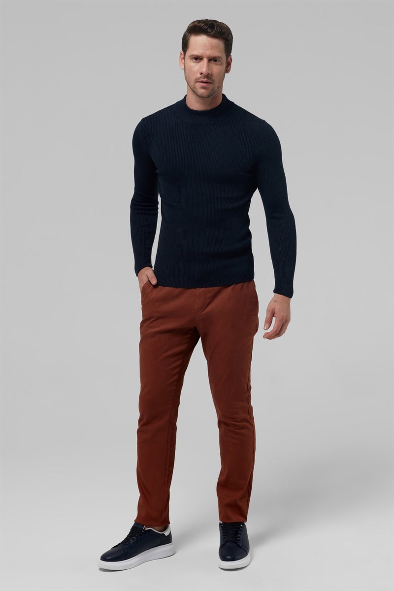 twn Slim Fit Navy Blue Rib Knitted Sweater 9EC060631770M  - Image 3
