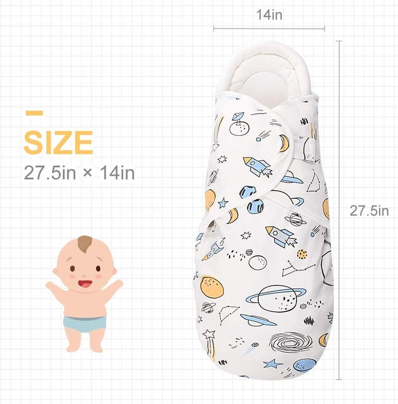Knirose Baby Swaddle Blankets, Unisex Baby Blanket Wrap for Newborn Baby Boys Girls, Skin Friendly Wearable Swaddle Sleep Sack Made of Combed Cotton (Planet, White, 3-6 Months) - Image 2