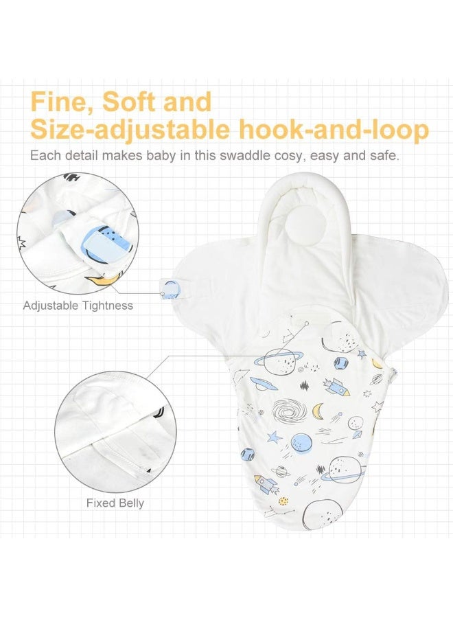Knirose Baby Swaddle Blankets, Unisex Baby Blanket Wrap for Newborn Baby Boys Girls, Skin Friendly Wearable Swaddle Sleep Sack Made of Combed Cotton (Planet, White, 3-6 Months) - Image 4