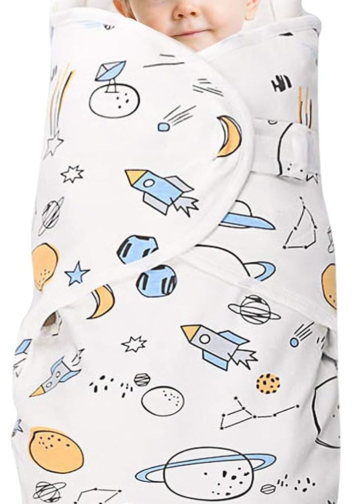 Knirose Baby Swaddle Blankets, Unisex Baby Blanket Wrap for Newborn Baby Boys Girls, Skin Friendly Wearable Swaddle Sleep Sack Made of Combed Cotton (Planet, White, 3-6 Months) - Image 1